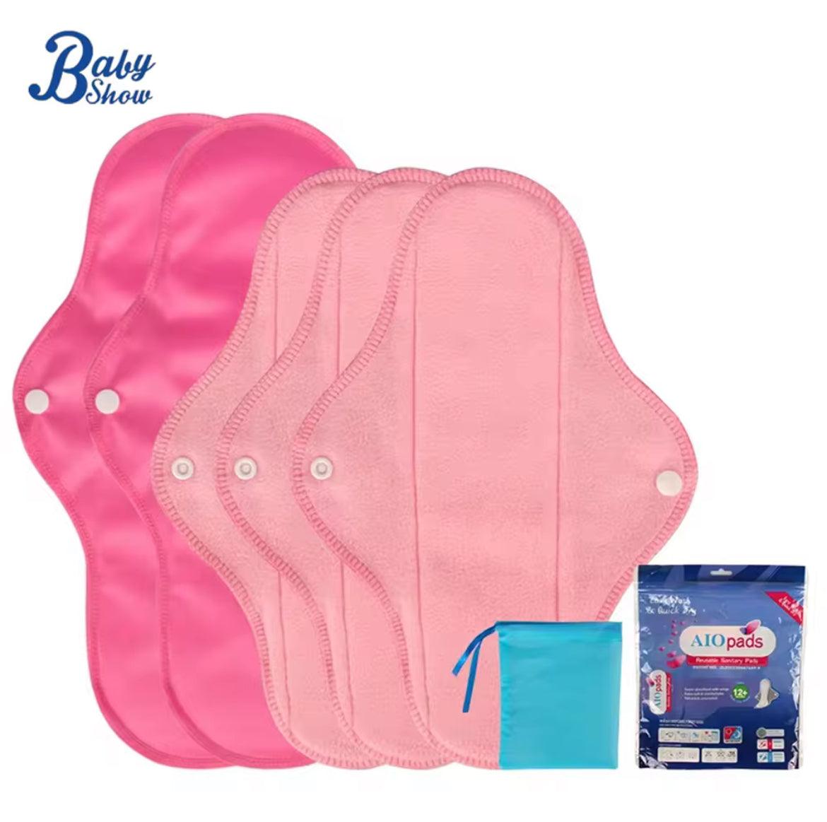 Serviette hygiénique lavable AIOpads avec ailettes et boutons-pression